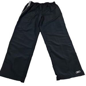 Reebox Men Lined Track Windbreaker Pants Ankle Zip Size XL Black With Stripes